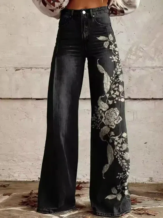 Eloise - Harajuku Style High Waist Floral Pants