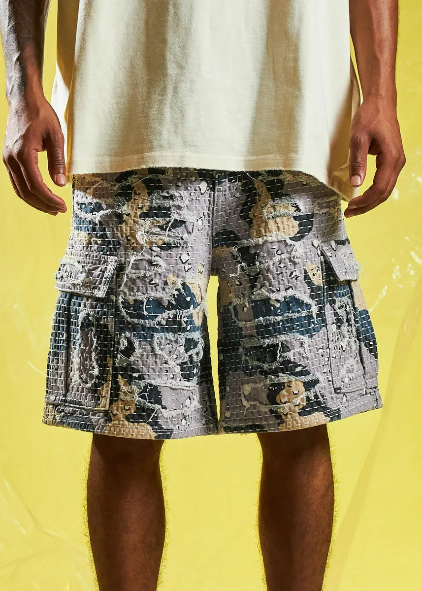 EMBELLISH HARAJUKO BORO CARGO SHORT (DESERT BLUE CAMO)
