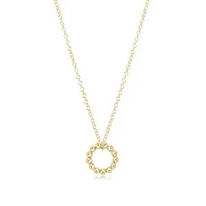 ENewton 16" Necklace Gold - Classic Beaded Halo Gold Charm - 2mm Bead Gold