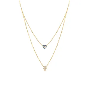 Evil Eye & Hamsa 2 In 1 Necklace
