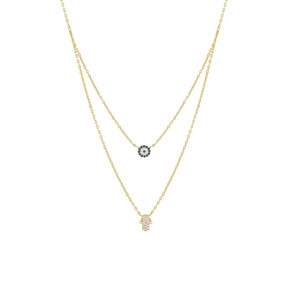 Evil Eye & Hamsa 2 In 1 Necklace
