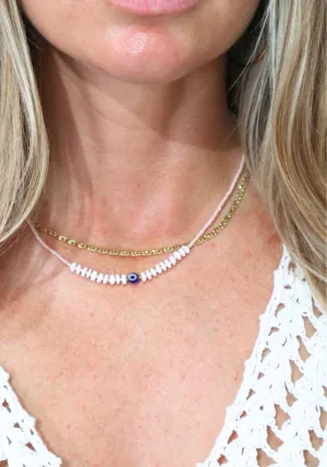 Evil Eye Necklace - Pink