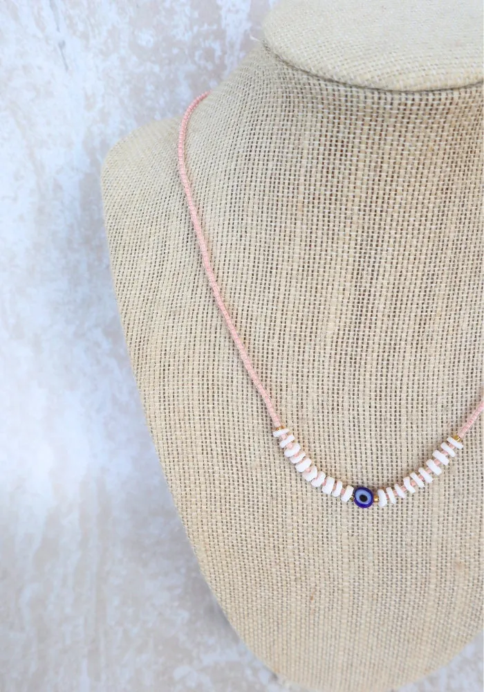 Evil Eye Necklace - Pink