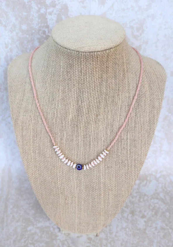 Evil Eye Necklace - Pink
