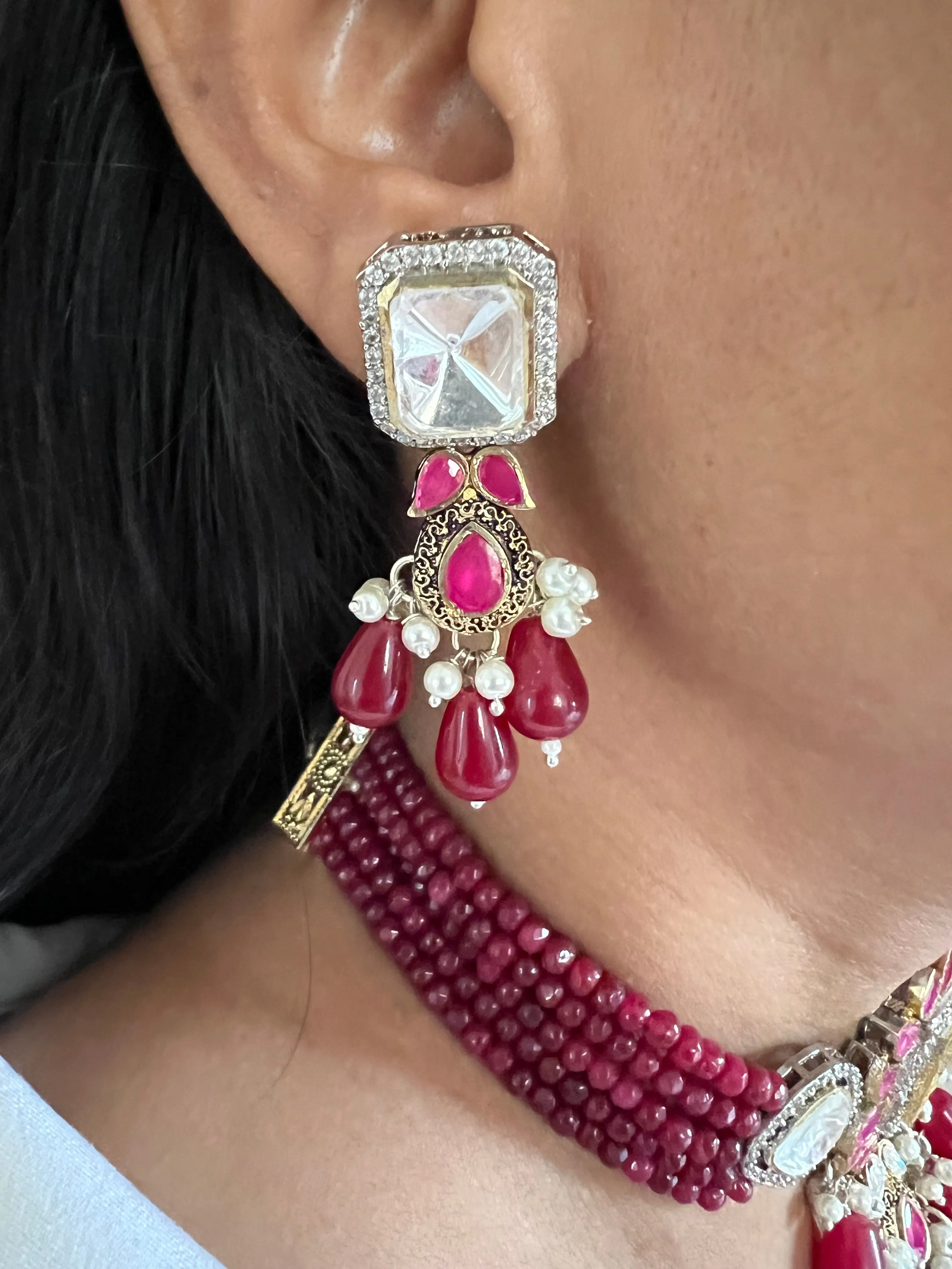 Exquisite Victorian Kundan Choker Necklace with Earrings - Timeless Elegance and Royal Charm