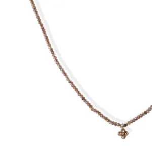 Faceted Andalusite Beaded Necklace with 18K Gold Cognac Diamond