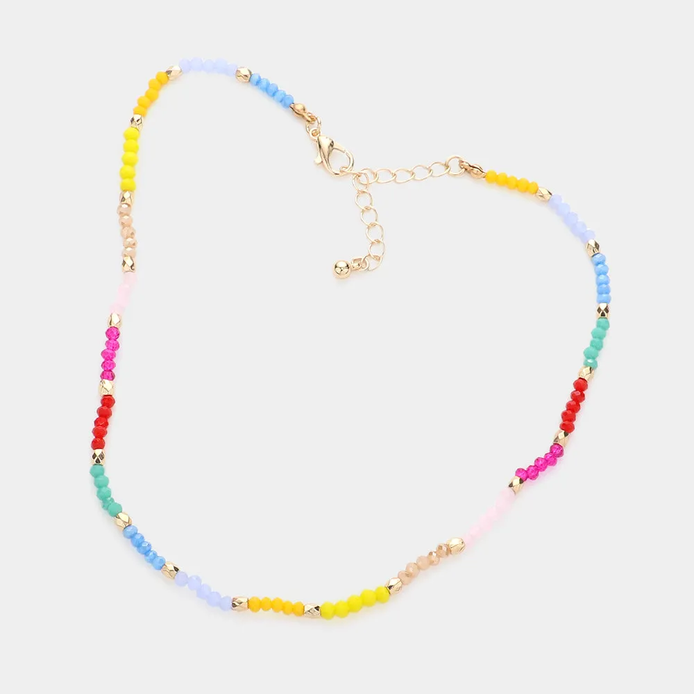 Faceted Beaded Choker Necklace