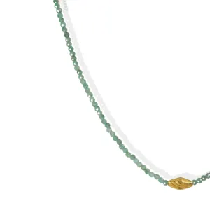 Faceted Emerald Beaded Necklace with 18K Stepped Rhombus Bead & Clasp