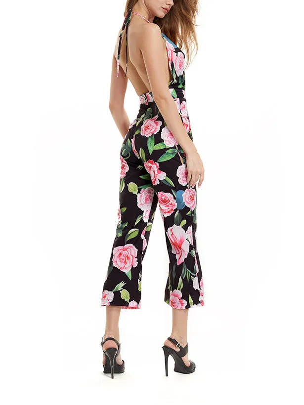 Fashion Halter Waist Cross Casual Jumpsuit