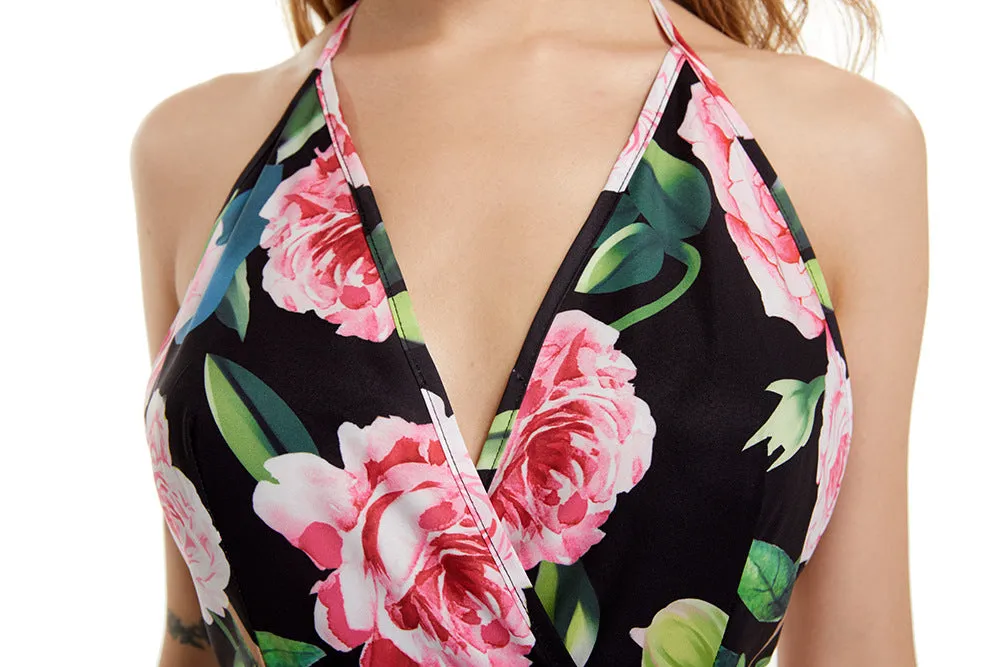 Fashion Halter Waist Cross Casual Jumpsuit