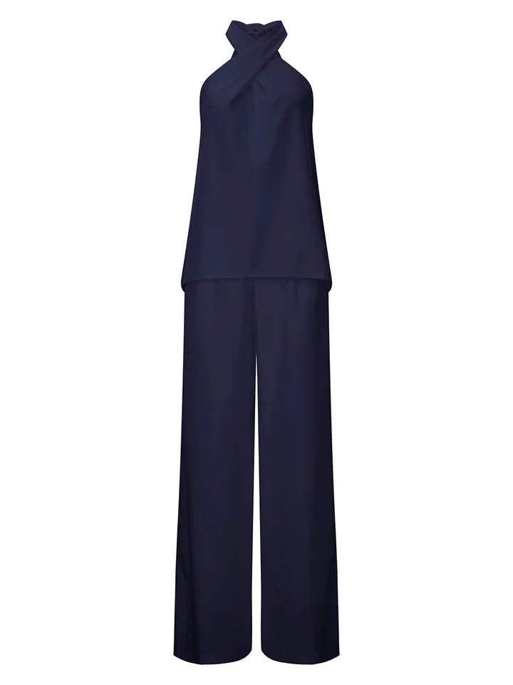 Female Popular Casual Halter Neck Sleeveless Solid Color Outfit