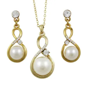 Figure 8 Pearl Necklace with Pierced Earring Gift Set - PT406BS