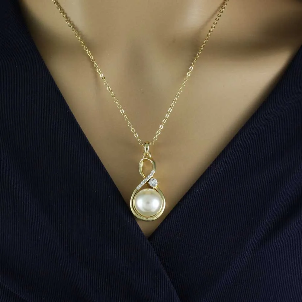Figure 8 Pearl Necklace with Pierced Earring Gift Set - PT406BS