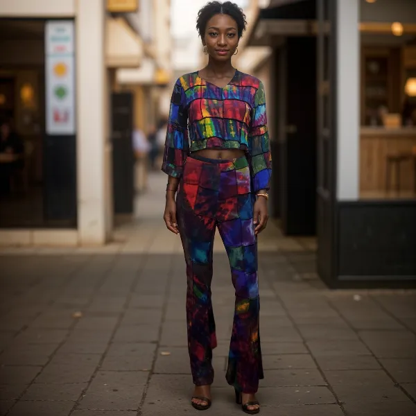 Flare Patchwork Bell Bottom  Pants