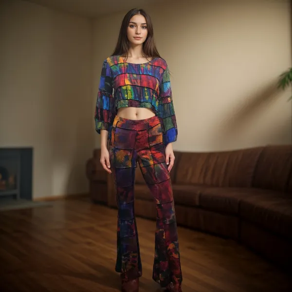 Flare Patchwork Bell Bottom  Pants