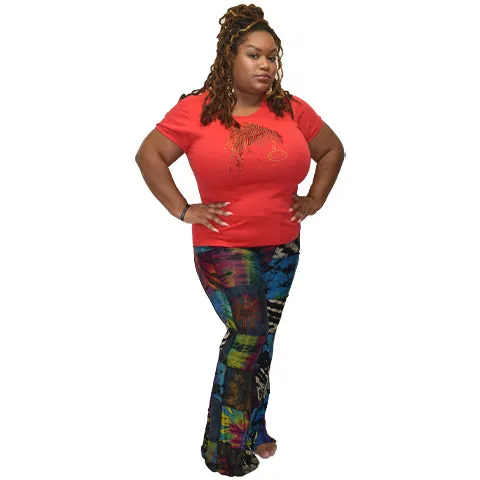Flare Patchwork Bell Bottom  Pants