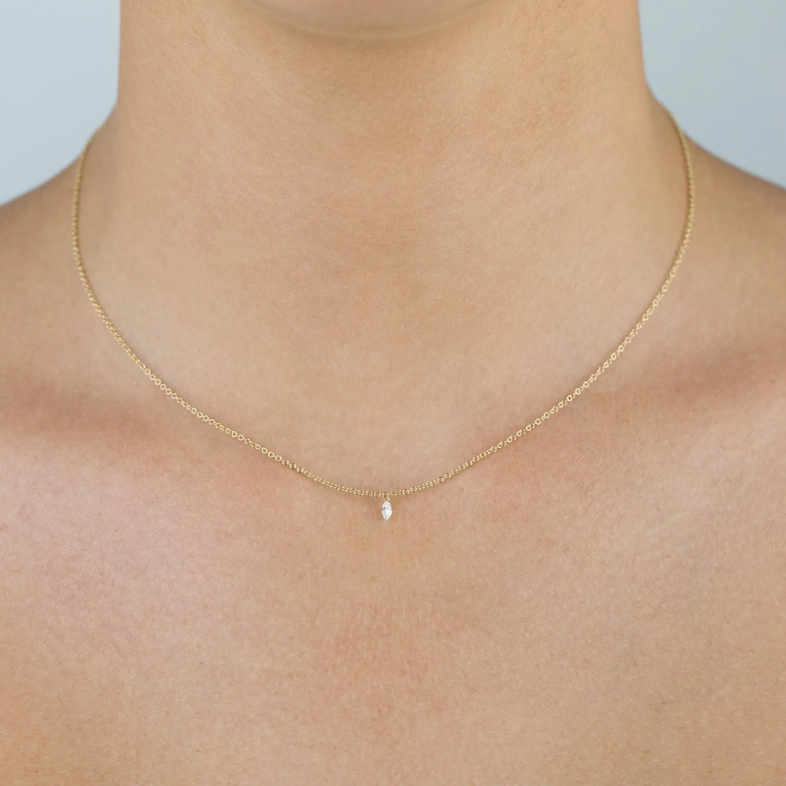 Floating Diamond Marquee Necklace 14K