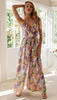 Floral Ladies V-collar Jumpsuits