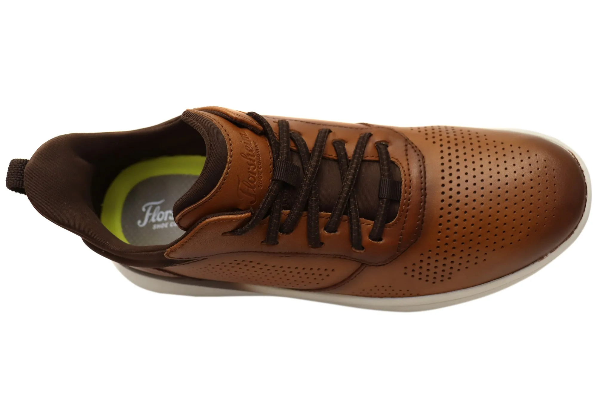 Florsheim Mens Leather EE Extra Wide Fleet Perf Toe Sneakers