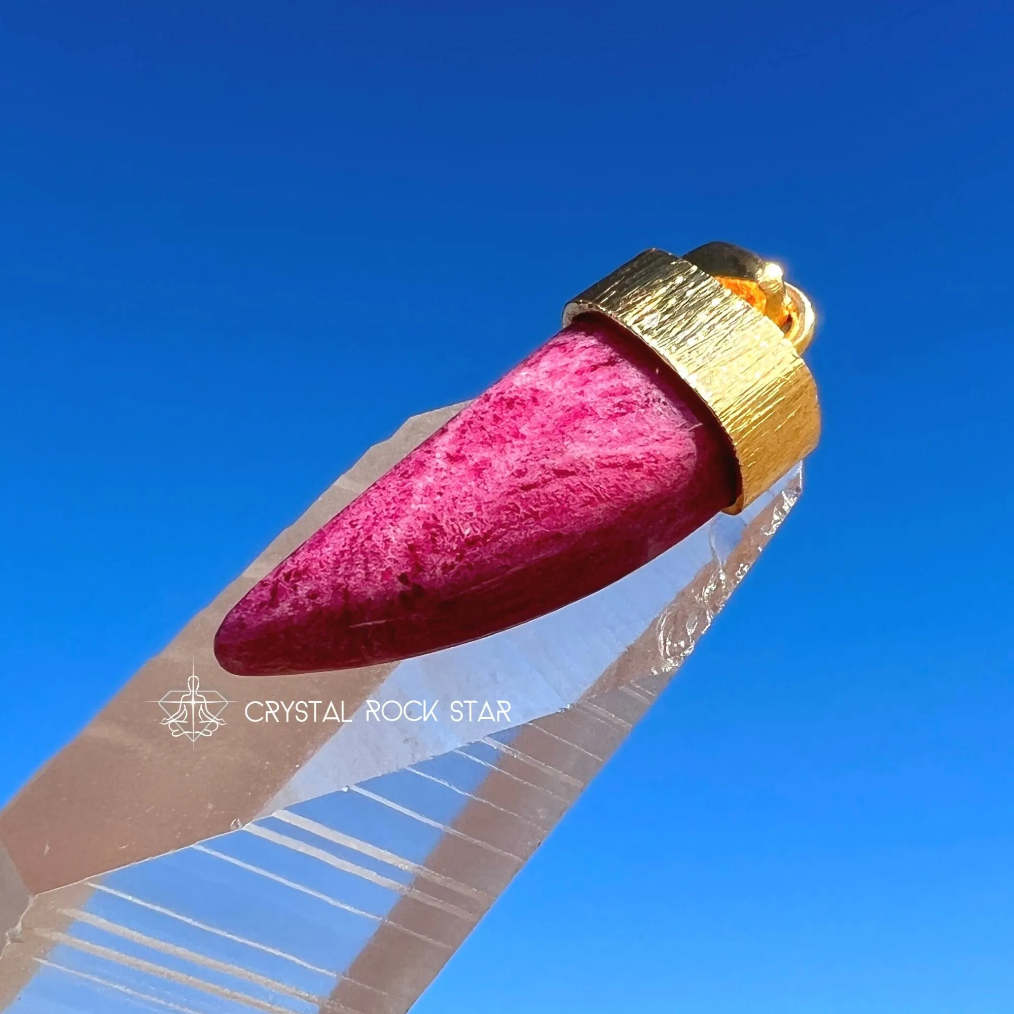 Fluorescent Tugtupite Chili Pepper Pendant