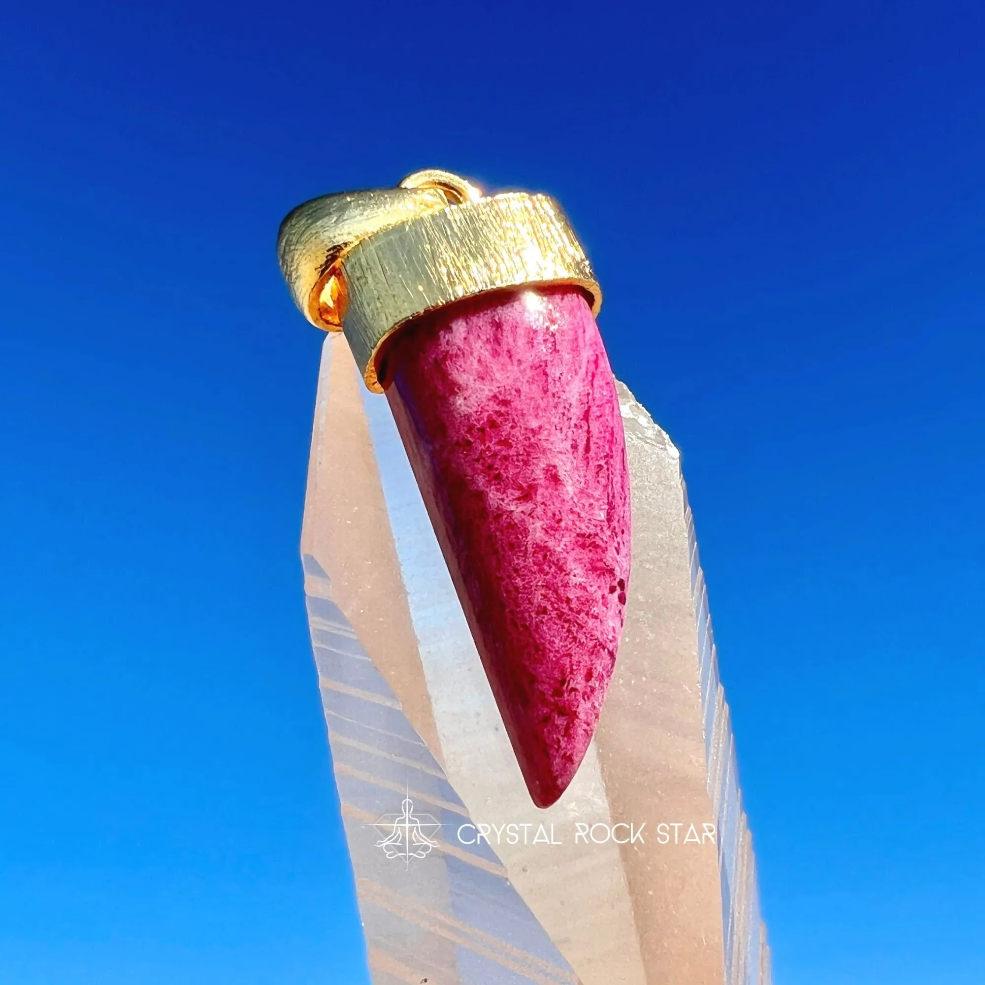 Fluorescent Tugtupite Chili Pepper Pendant