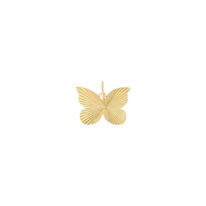 Fluted Butterfly Necklace Charm 14K