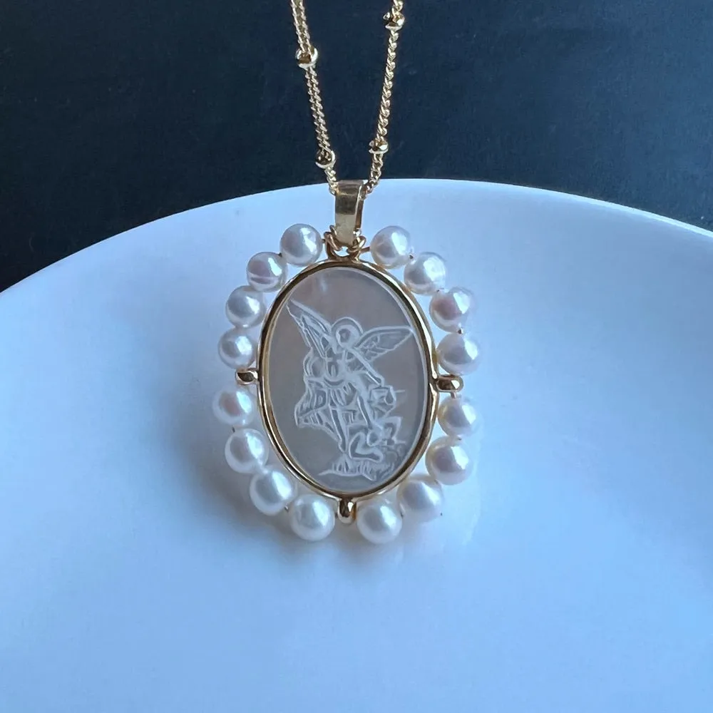 Freshwater Heart and Natural  Pearl Necklace