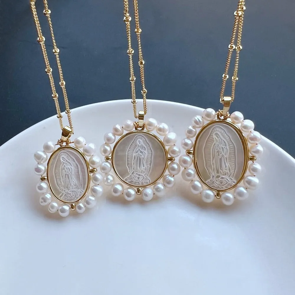 Freshwater Heart and Natural  Pearl Necklace