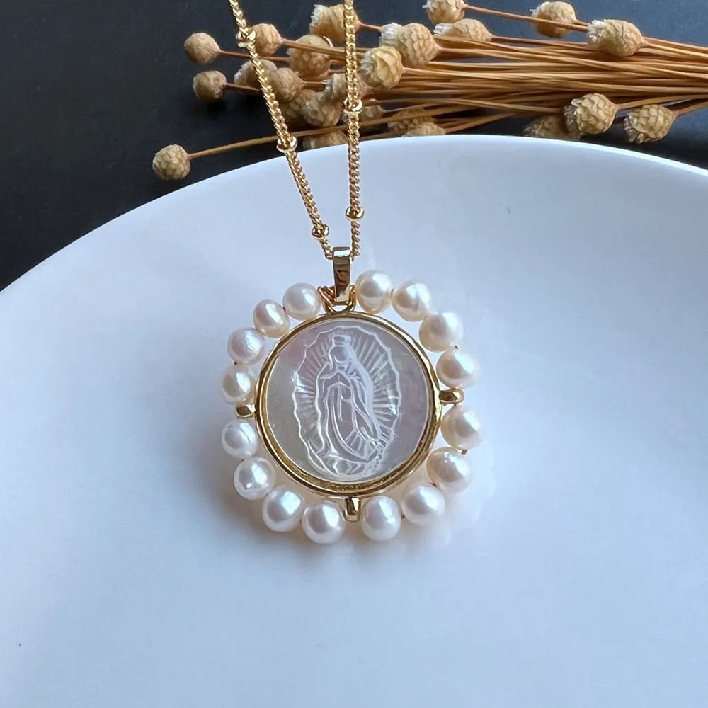 Freshwater Heart and Natural  Pearl Necklace