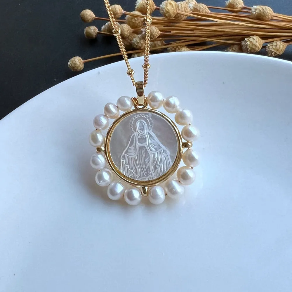 Freshwater Heart and Natural  Pearl Necklace