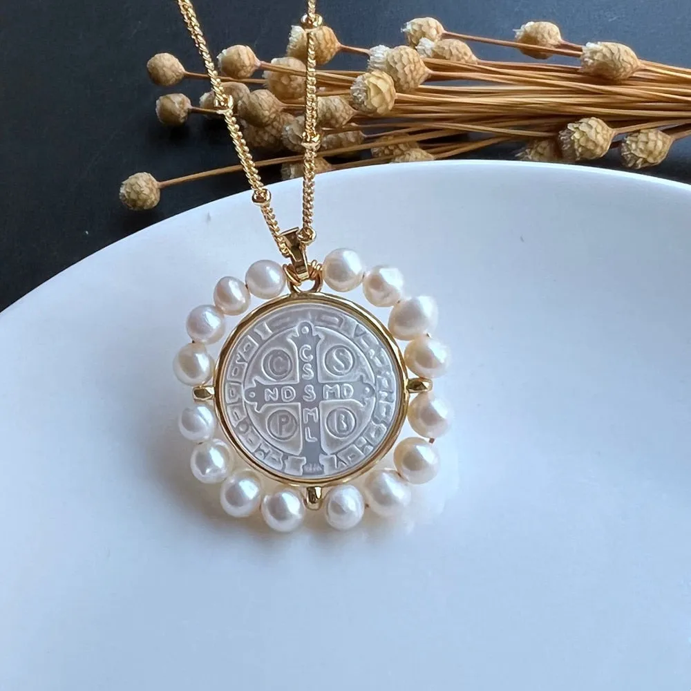 Freshwater Heart and Natural  Pearl Necklace