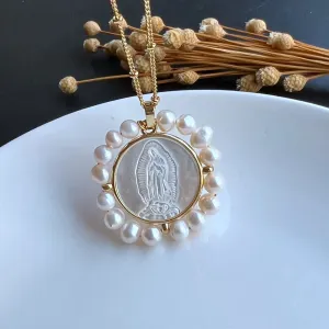 Freshwater Heart and Natural  Pearl Necklace