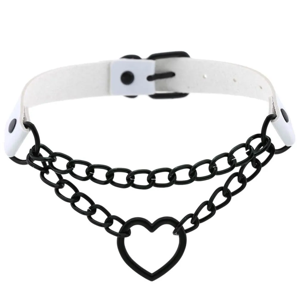 Funky Punk Love Heart Chain Choker