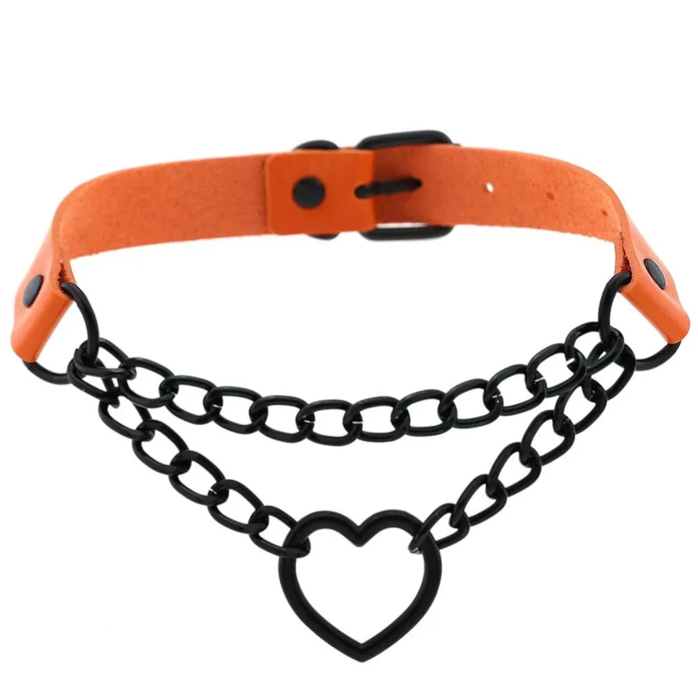 Funky Punk Love Heart Chain Choker