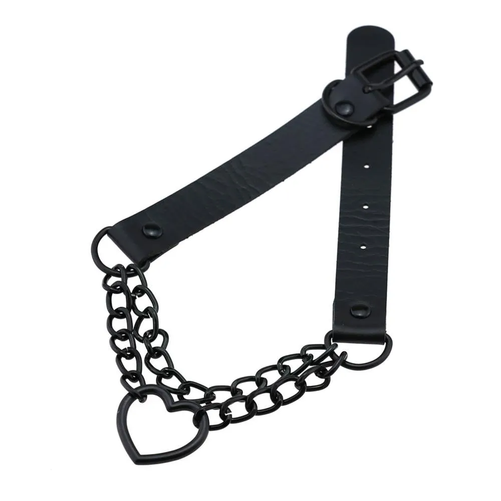 Funky Punk Love Heart Chain Choker