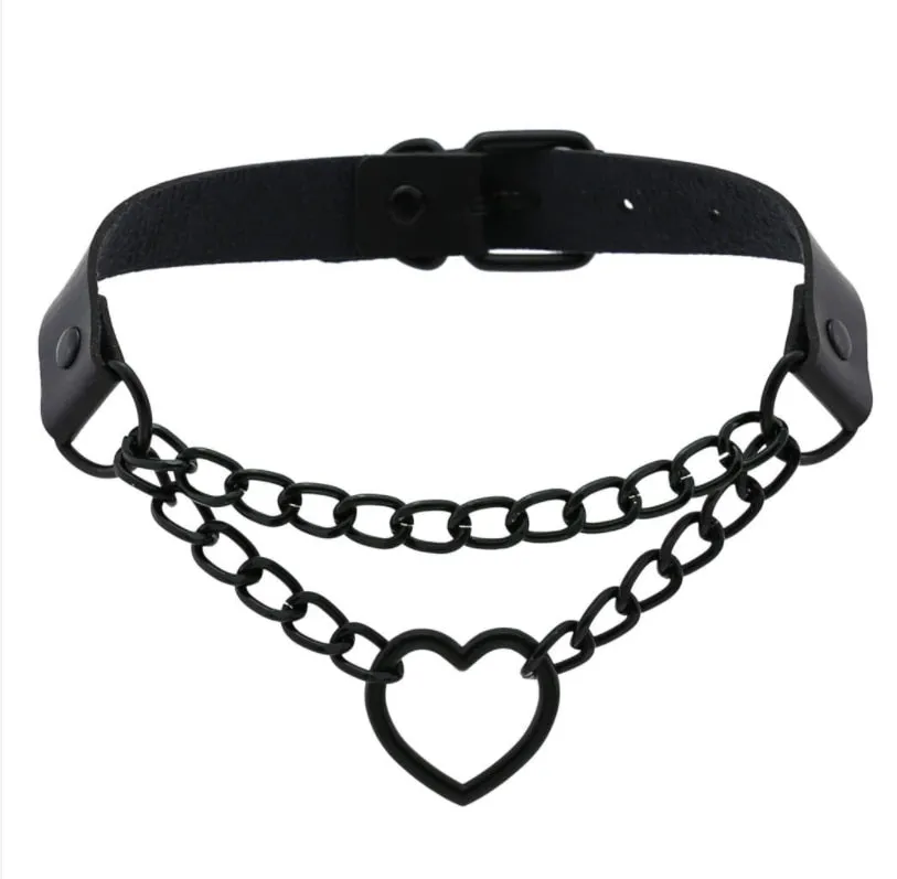 Funky Punk Love Heart Chain Choker