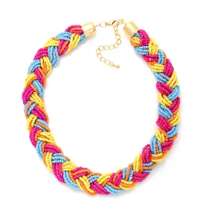 FUSCHIA BLUE YELLOW BEAD NECKLACES #FW1401448 (KE5)