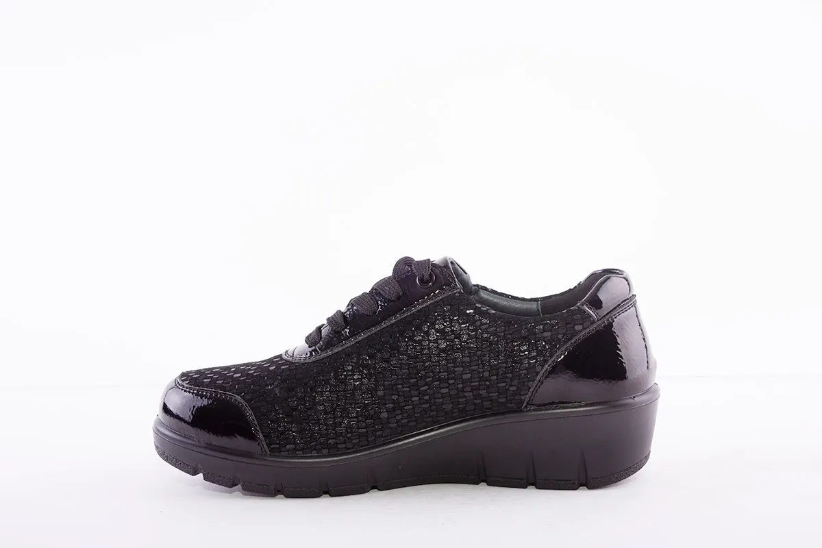 G COMFORT - 798-1SF LACED WEDGE SHOE - BLACK