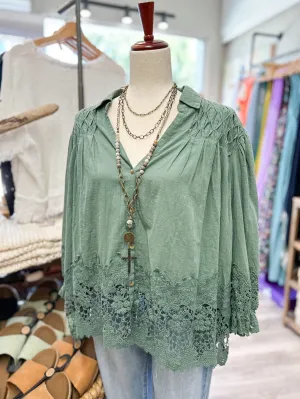 Gathered Up Jaded Gypsy Top