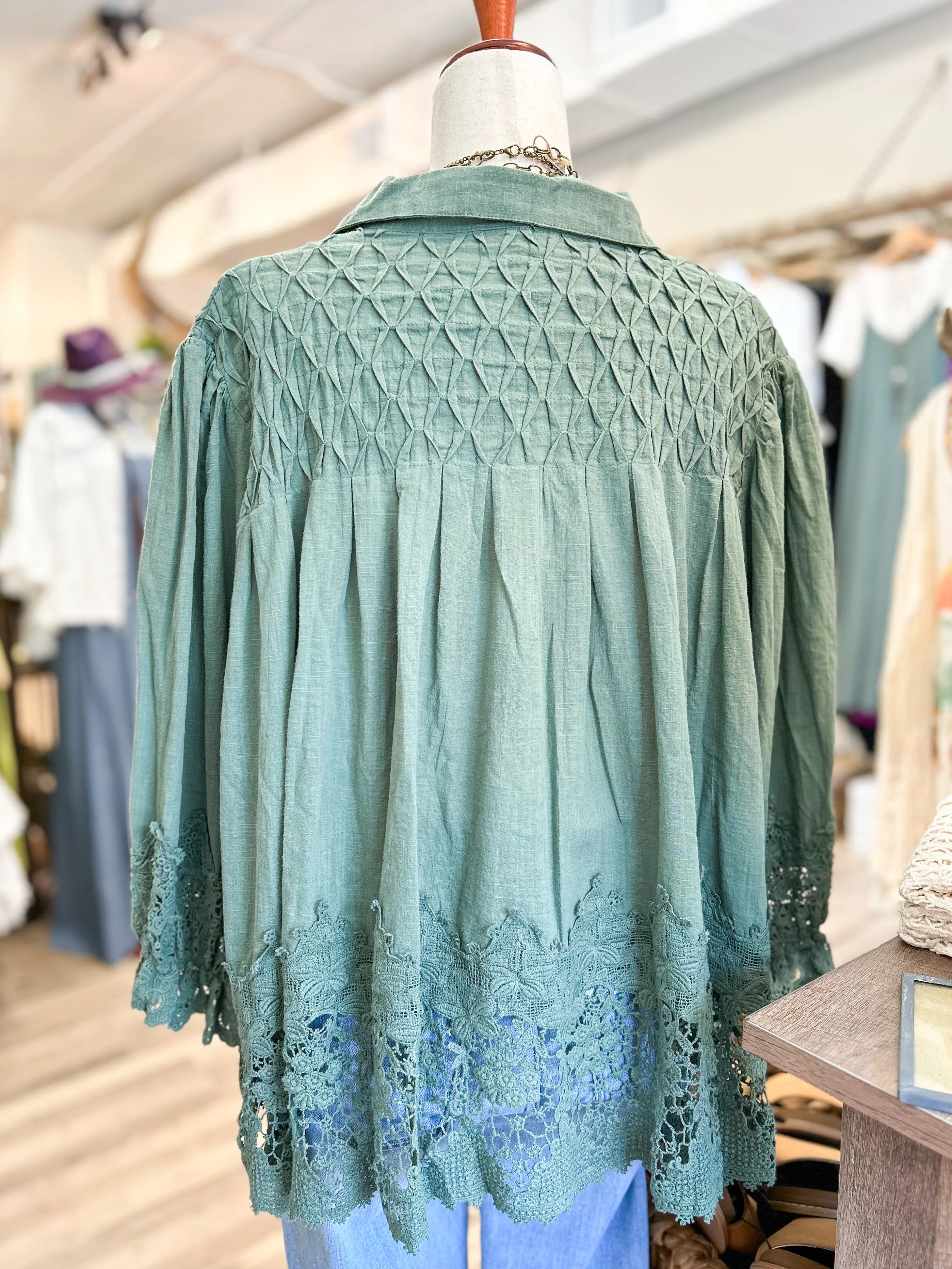 Gathered Up Jaded Gypsy Top