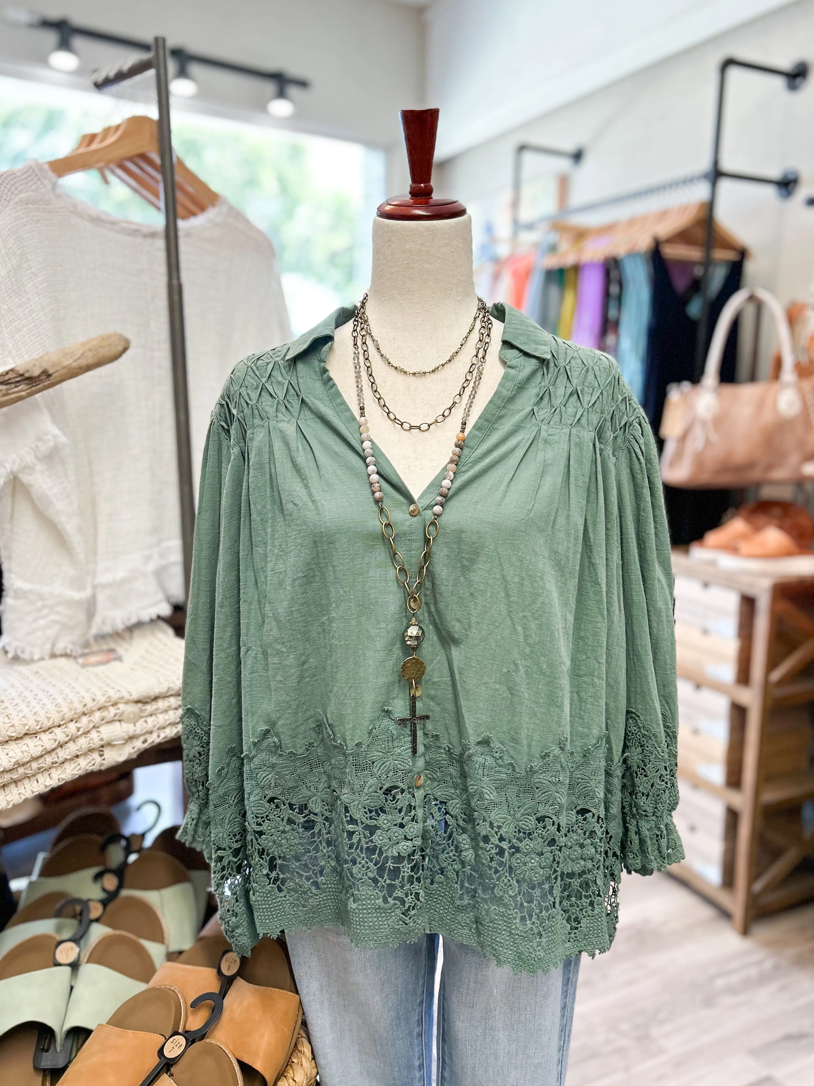 Gathered Up Jaded Gypsy Top