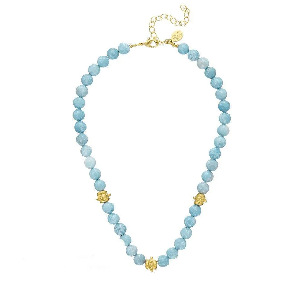 Genuine Blue Jasper with Handcast Beads