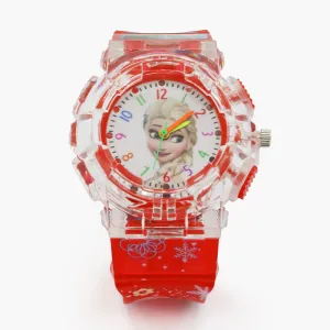 Girls Analog Watch Disco Light - Red