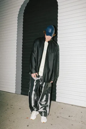 Glossy Side Tape Wide Balloon Pants