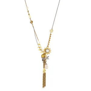 GOLD AND PEARL CHARM TASSEL NECKLACES #242BR1401 (1E16/1A12)