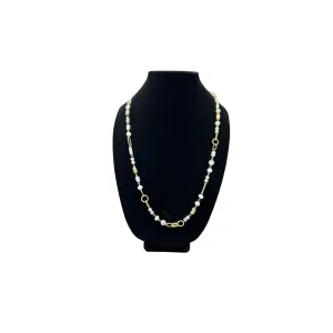 Gold And White Beaded Necklace
