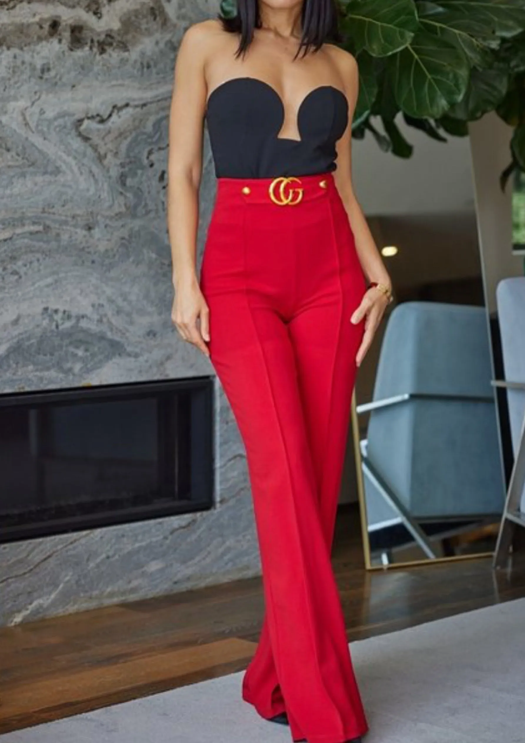 Gold CG creased Flare Pants (More Colors)
