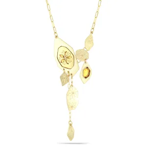 GOLD CITRINE CRTSTAL NECKLACES #252GD1301 (10A1/7A3)
