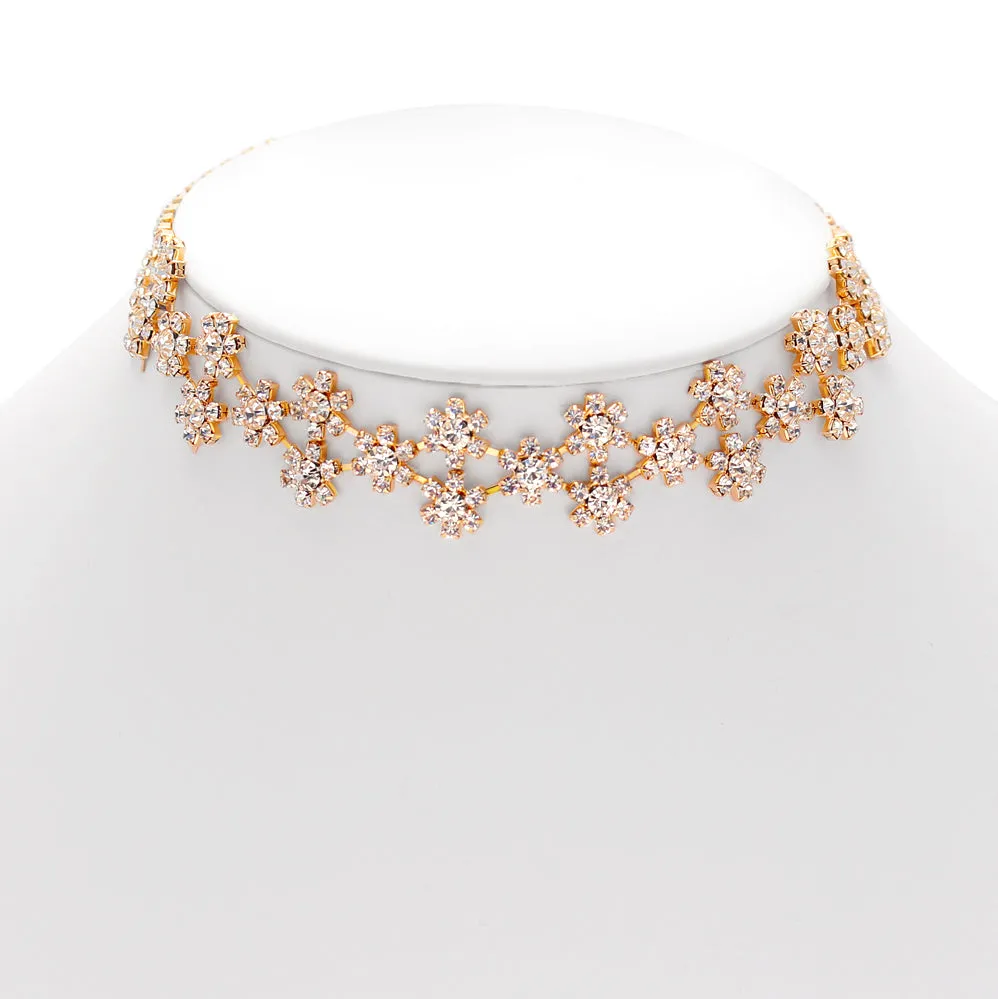GOLD CRYSTAL CHOKER NECKLACE #SWR-CP6721GLD (LG26)