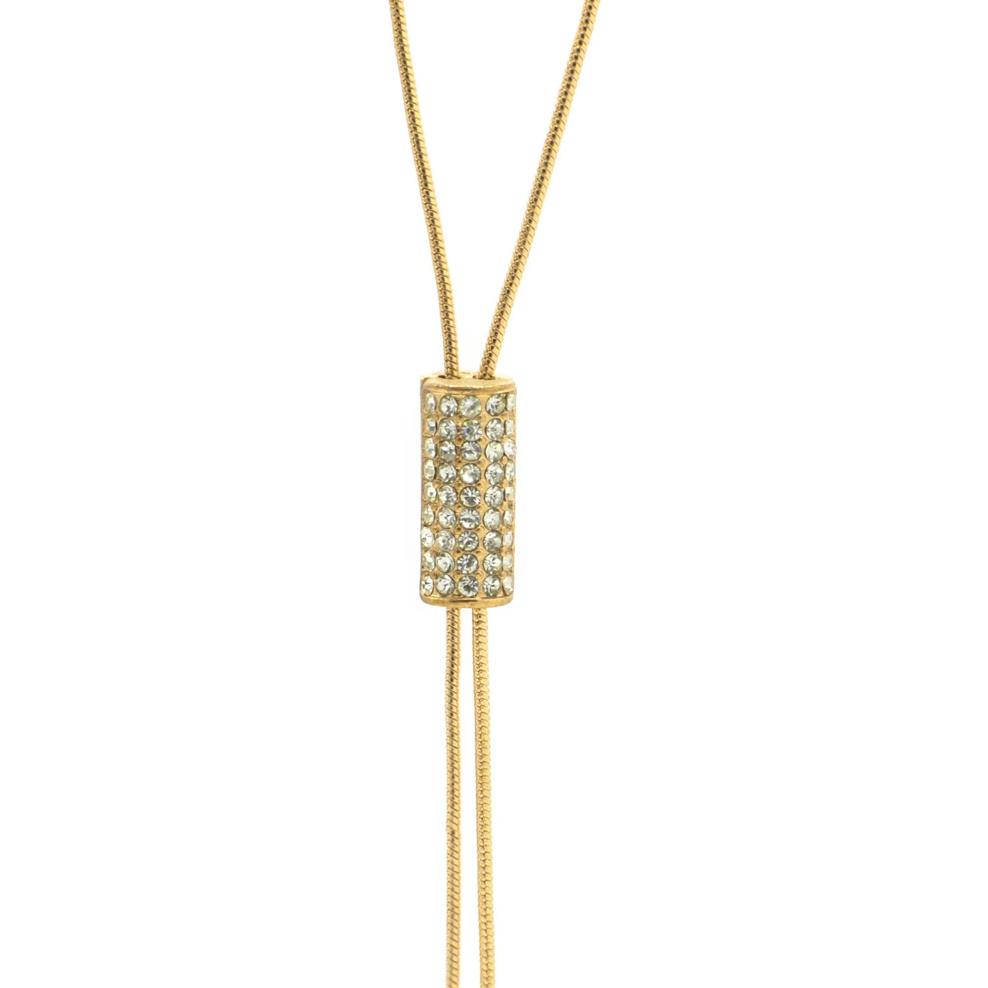 GOLD CRYSTAL LONG TASSEL NECKLACE#SQ321-190707G (LC11)